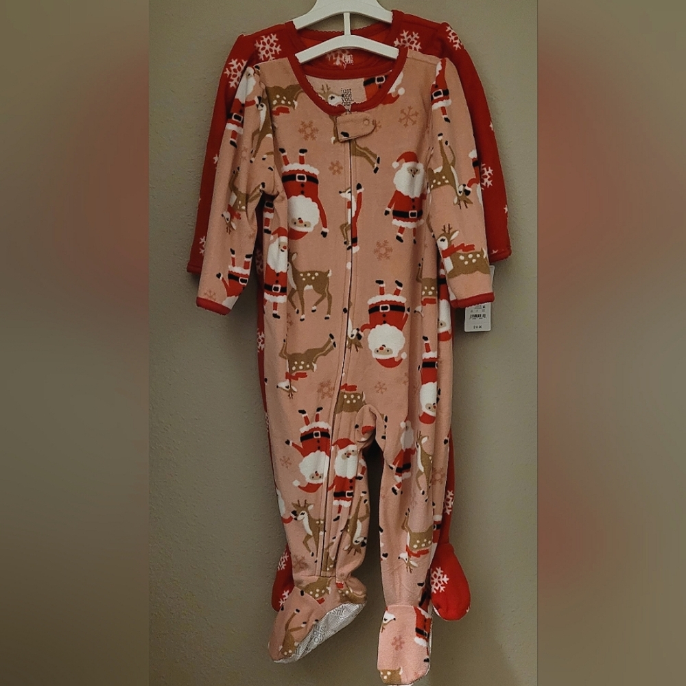 Carters Just One You Toddler Girls Santa Clause Footed Pajama Multi Size
